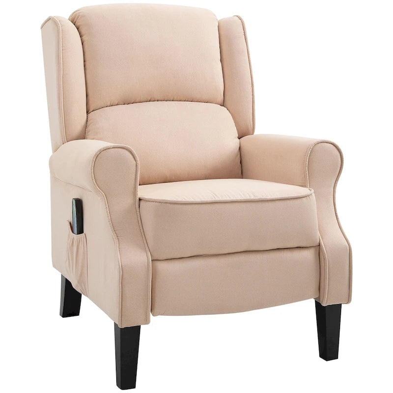 Fauteuil inclinable massant chauffant blanc crème avec chauffage lombaire et télécommande