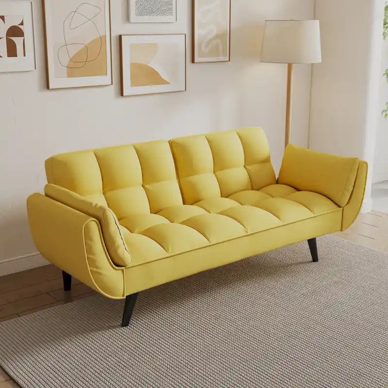 Canapé avec accoudoirs et coussin décoratif – Canapé-lit confortable pour les petits espaces, idéal pour les appartements