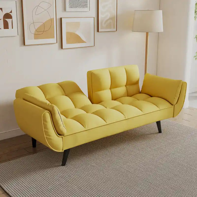 Canapé avec accoudoirs et coussin décoratif – Canapé-lit confortable pour les petits espaces, idéal pour les appartements