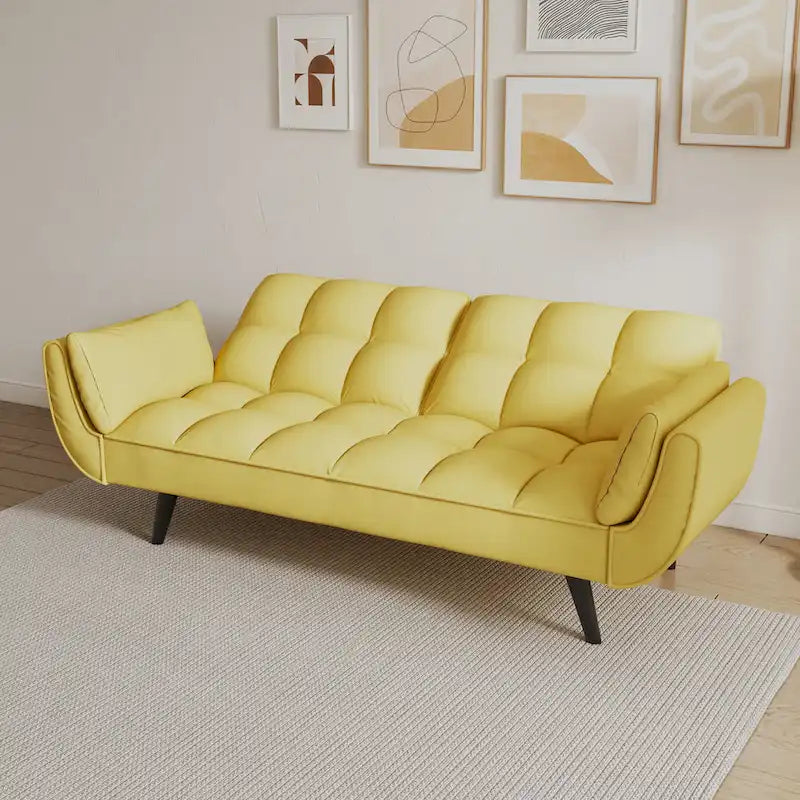 Canapé avec accoudoirs et coussin décoratif – Canapé-lit confortable pour les petits espaces, idéal pour les appartements