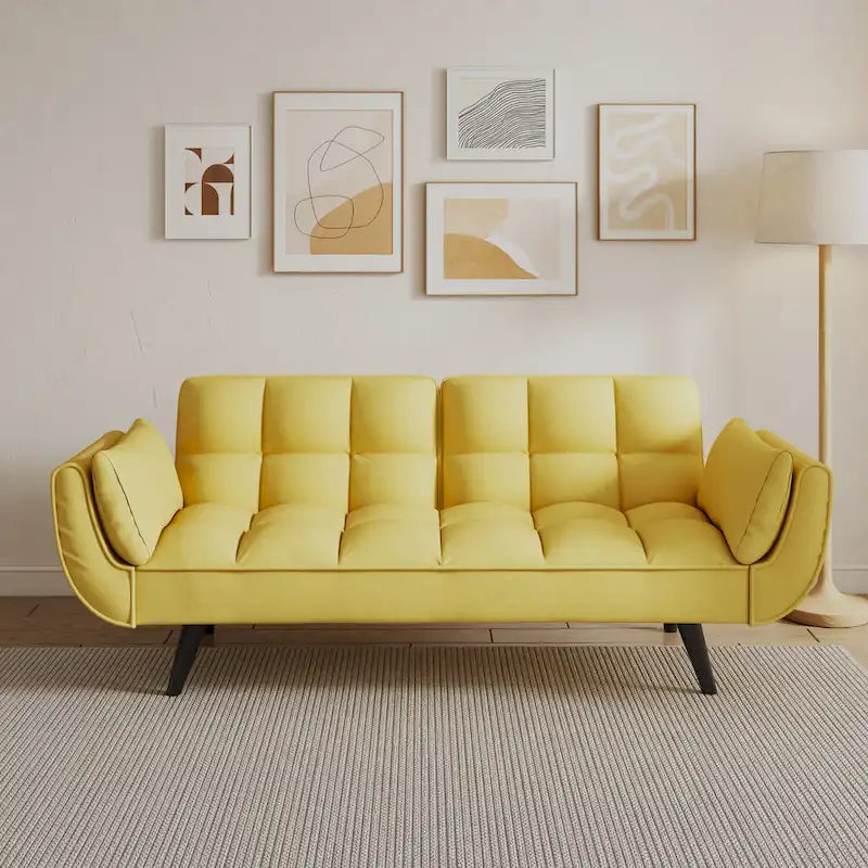 Canapé avec accoudoirs et coussin décoratif – Canapé-lit confortable pour les petits espaces, idéal pour les appartements