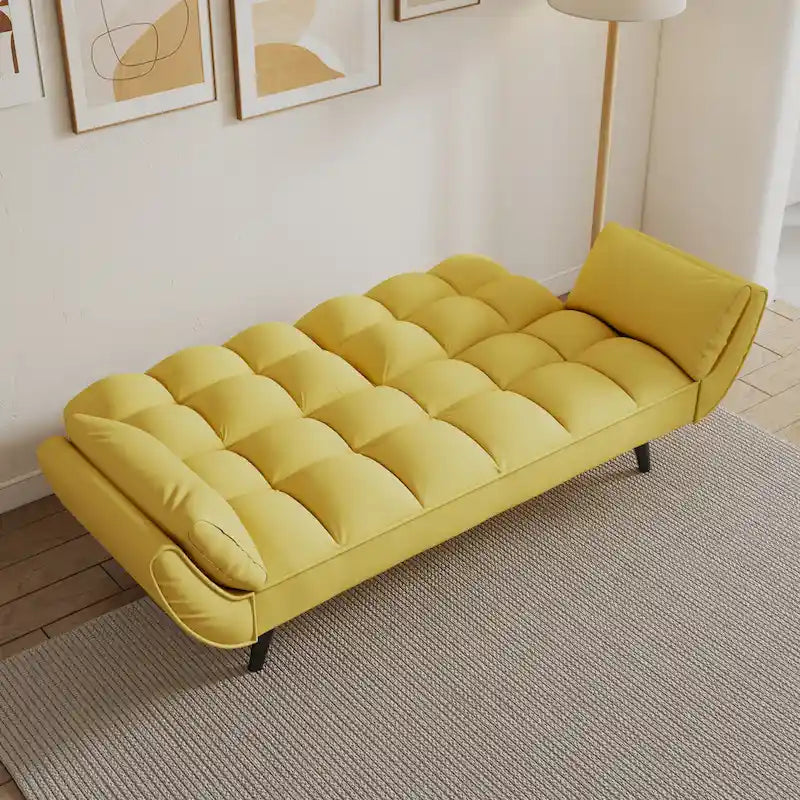 Canapé avec accoudoirs et coussin décoratif – Canapé-lit confortable pour les petits espaces, idéal pour les appartements