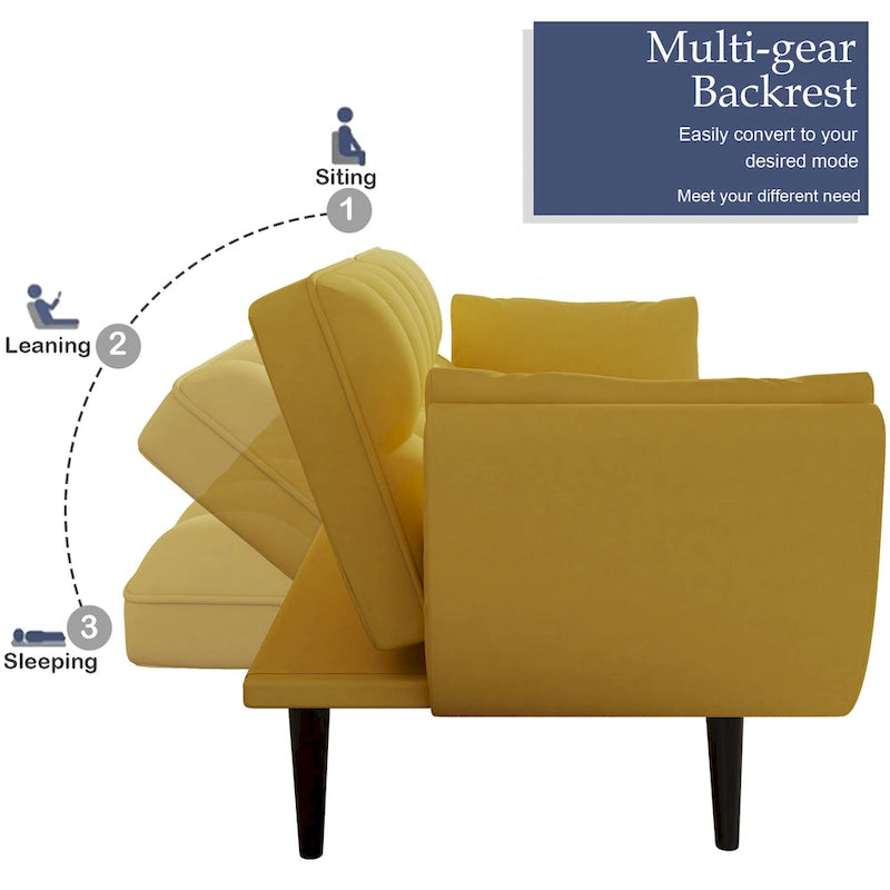 Canapé avec accoudoirs et coussin décoratif – Canapé-lit confortable pour les petits espaces, idéal pour les appartements