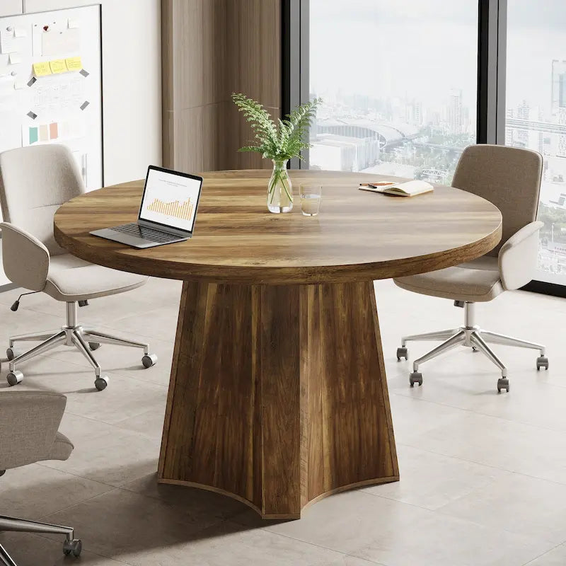 Table de conférence carrée pour bureau à domicile – Table de réunion avec pieds fuselés, jusqu'à six places