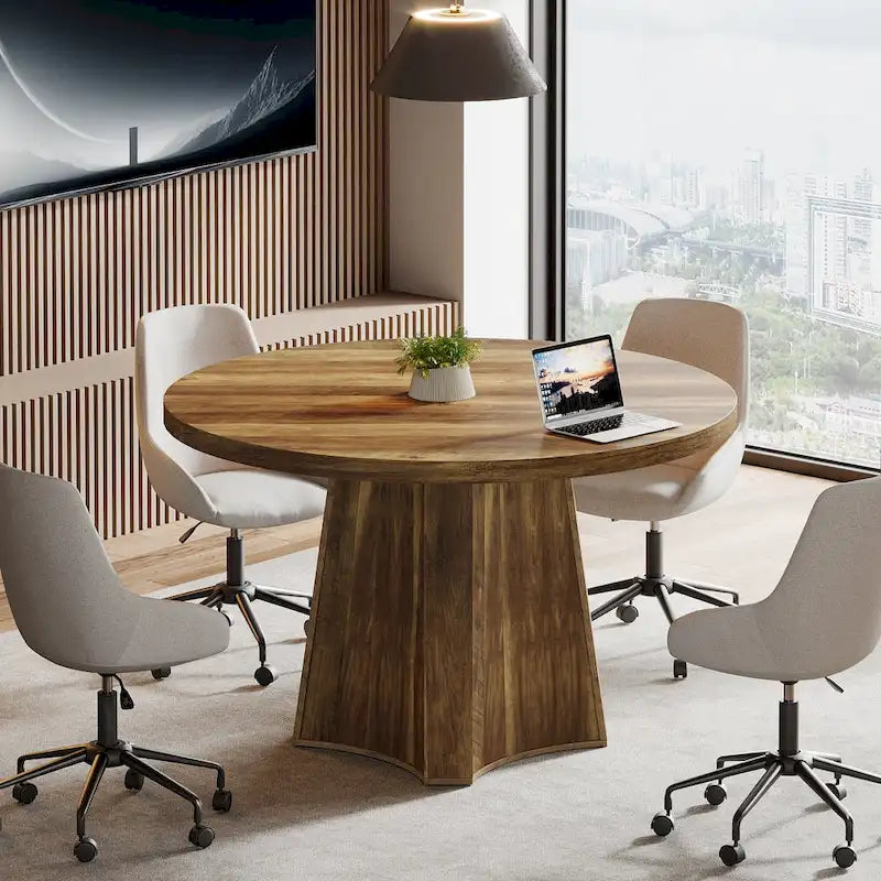 Table de conférence carrée pour bureau à domicile – Table de réunion avec pieds fuselés, jusqu'à six places