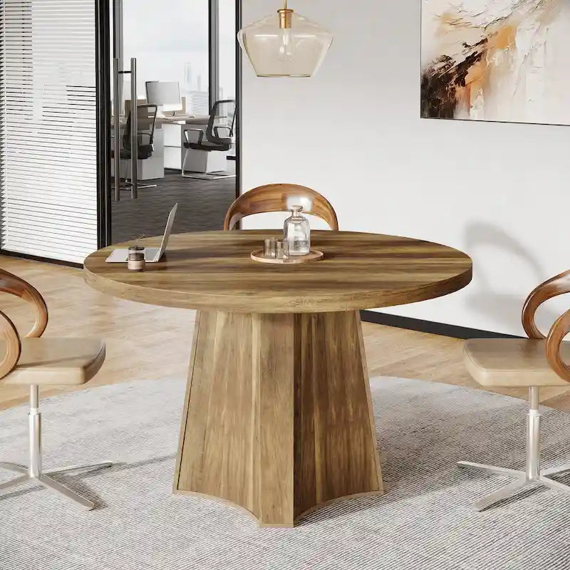 Table de conférence carrée pour bureau à domicile – Table de réunion avec pieds fuselés, jusqu'à six places