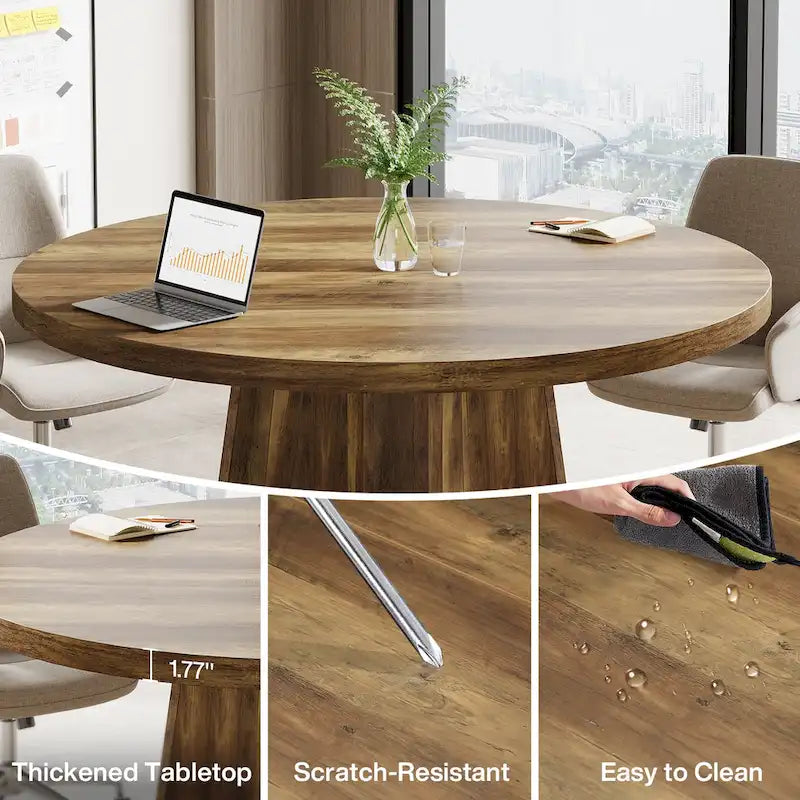 Table de conférence carrée pour bureau à domicile – Table de réunion avec pieds fuselés, jusqu'à six places