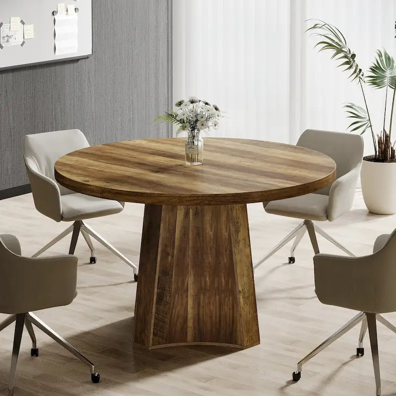 Table de conférence carrée pour bureau à domicile – Table de réunion avec pieds fuselés, jusqu'à six places