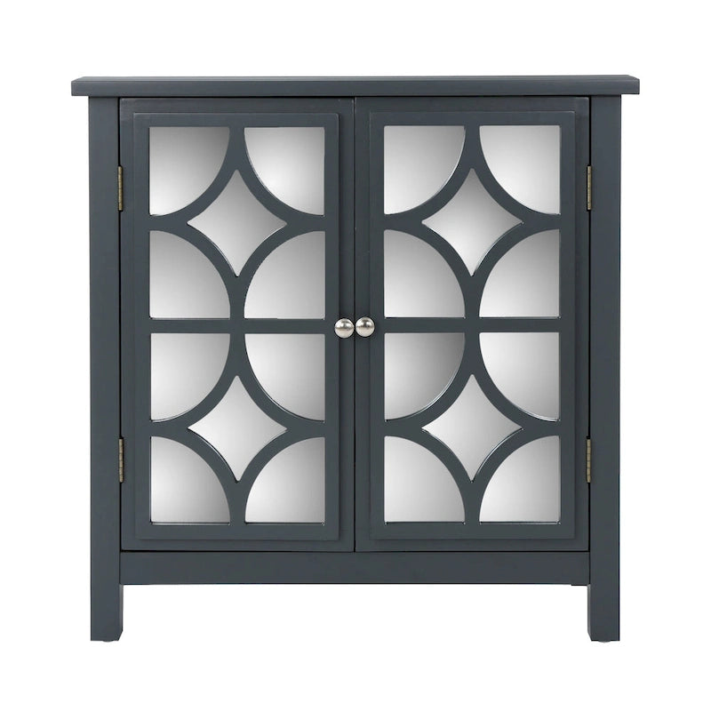 Meuble bas double porte avec finition miroir, gris anthracite
