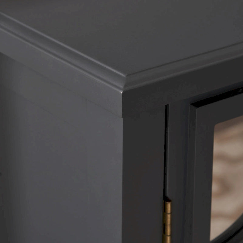 Meuble bas double porte avec finition miroir, gris anthracite