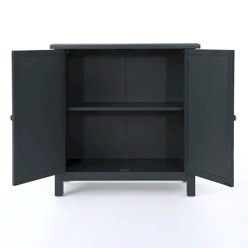 Meuble bas double porte avec finition miroir, gris anthracite