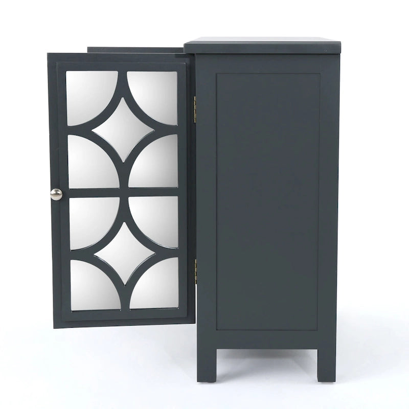 Meuble bas double porte avec finition miroir, gris anthracite