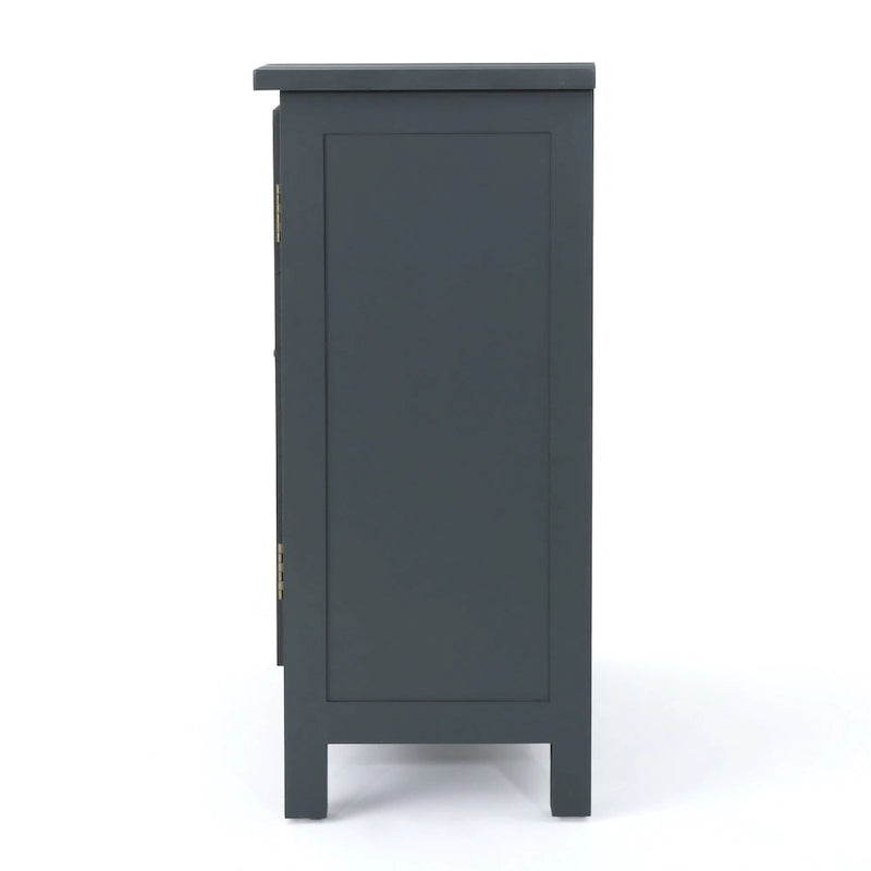 Meuble bas double porte avec finition miroir, gris anthracite