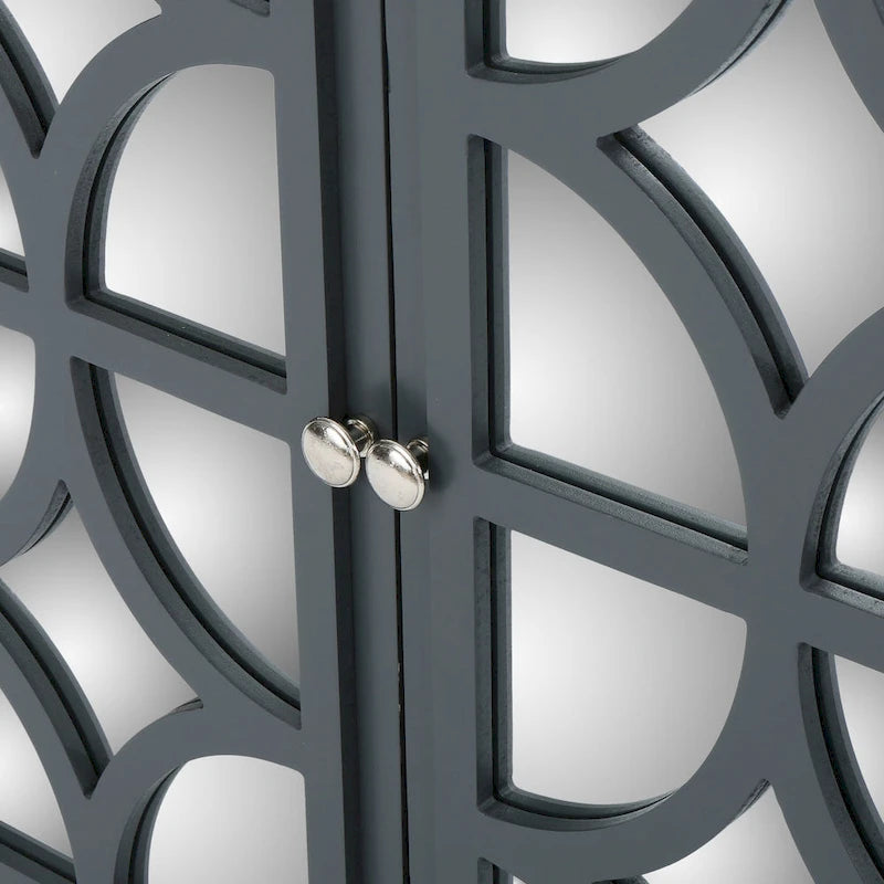 Meuble bas double porte avec finition miroir, gris anthracite