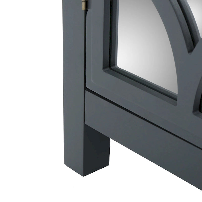 Meuble bas double porte avec finition miroir, gris anthracite