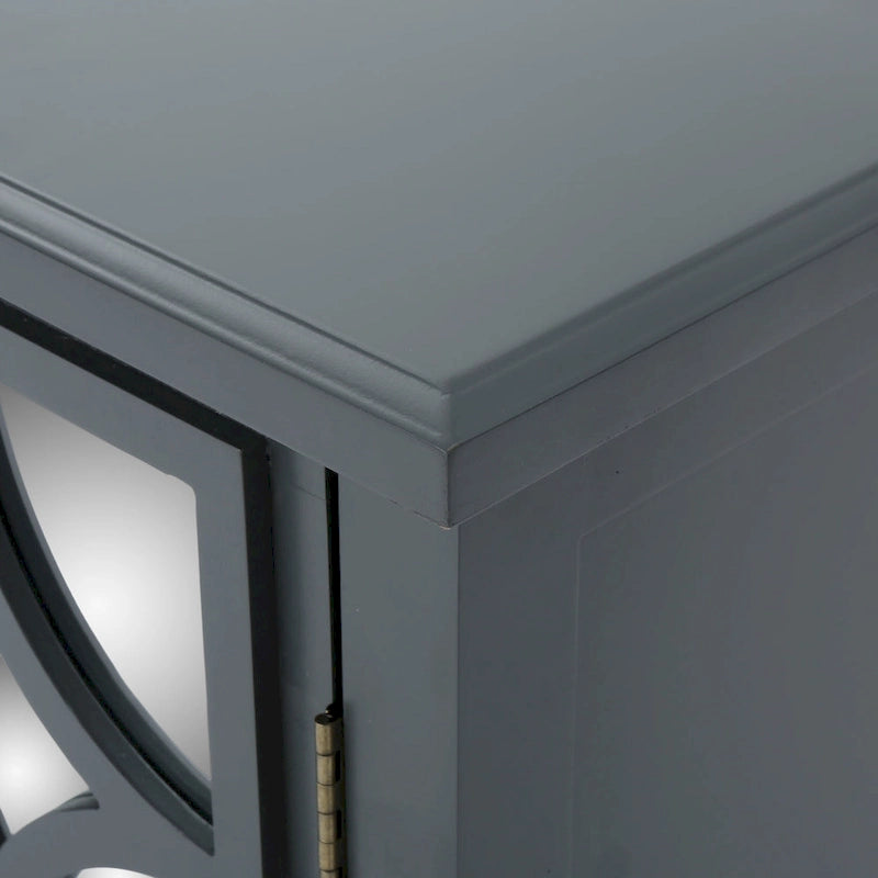 Meuble bas double porte avec finition miroir, gris anthracite