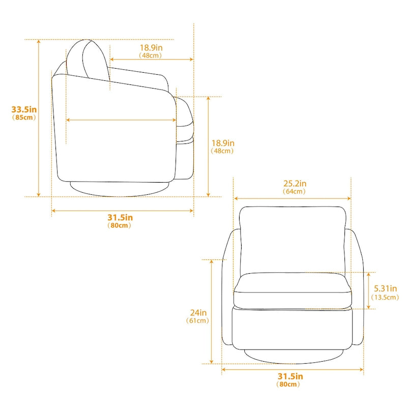 Fauteuil d'appoint moderne pour salon – Canapé simple rembourré avec pieds robustes