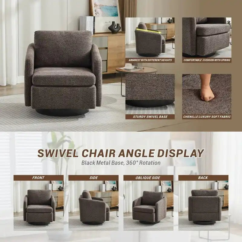 Fauteuil d'appoint moderne pour salon – Canapé simple rembourré avec pieds robustes