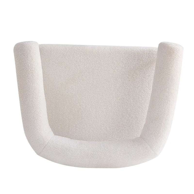 Fauteuil d'appoint moderne en tissu bouclé, fauteuil incurvé avec cadre en métal noir