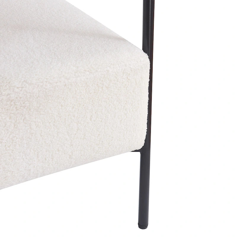 Fauteuil d'appoint moderne en tissu bouclé, fauteuil incurvé avec cadre en métal noir