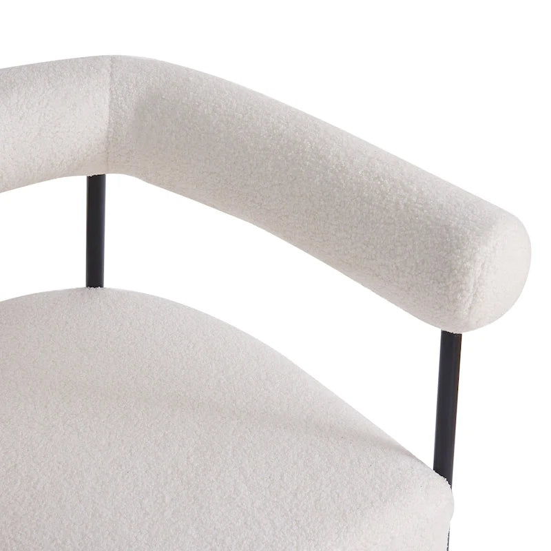 Fauteuil d'appoint moderne en tissu bouclé, fauteuil incurvé avec cadre en métal noir