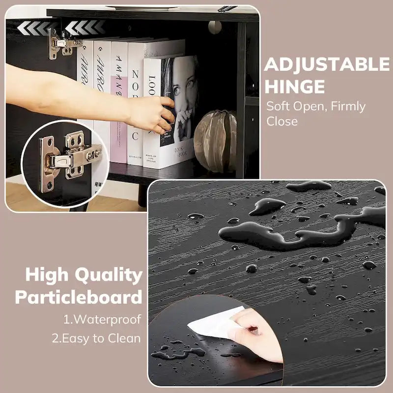 Meuble TV Mid-Century avec rangement pour téléviseurs de 50 à 60 pouces, centre de divertissement avec 2 armoires et étagères réglables