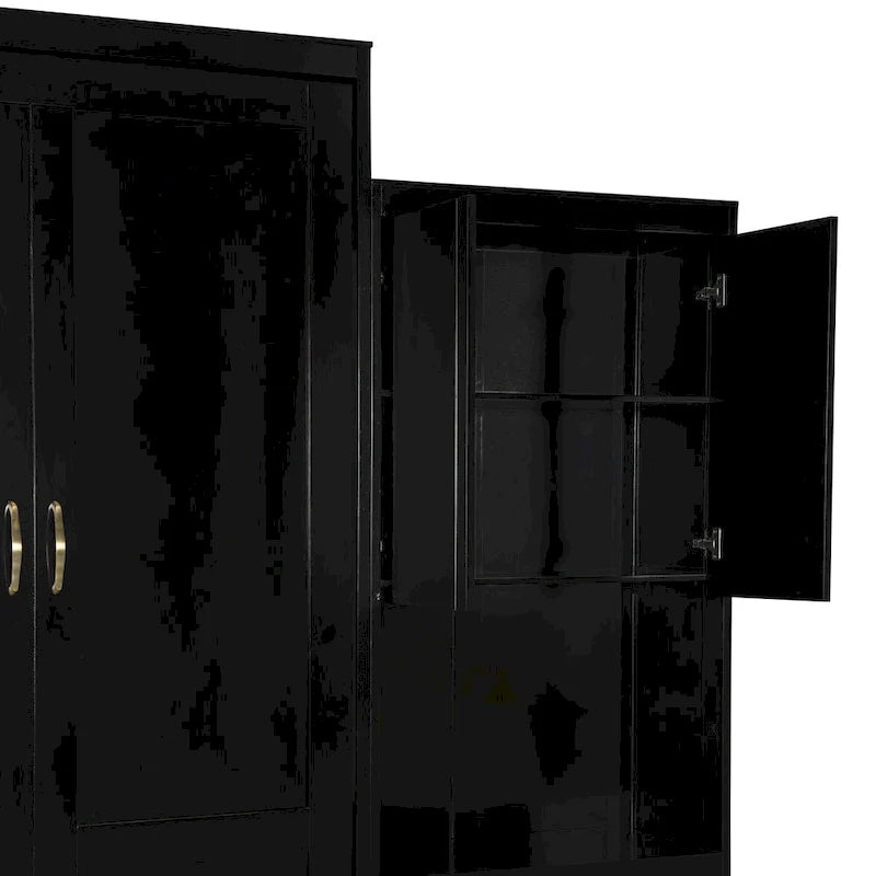 Lit escamotable Queen Size avec bureau, coiffeuse et armoires, Espresso