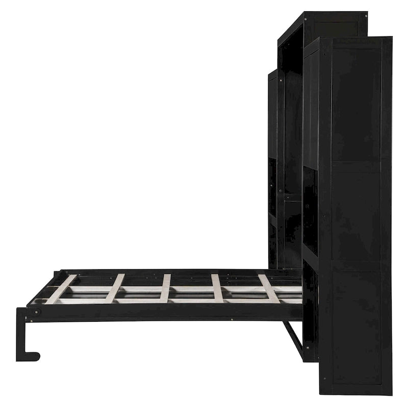 Lit escamotable Queen Size avec bureau, coiffeuse et armoires, Espresso