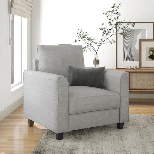 Rowan Contemporary Flared Arms Chair with Solid Wood Tapered Legs, Upholstered Fabric Single Sofa Chair by Furniture of America