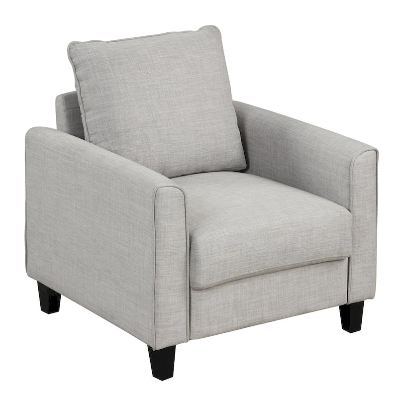 Chaise avec pieds effilés en bois massif, fauteuil simple en tissu rembourré