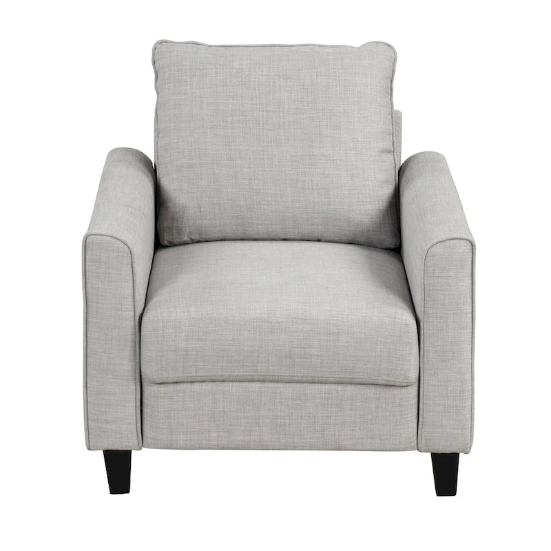 Chaise avec pieds effilés en bois massif, fauteuil simple en tissu rembourré
