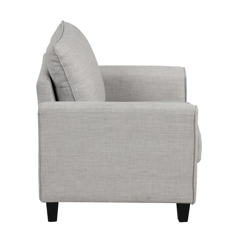Chaise avec pieds effilés en bois massif, fauteuil simple en tissu rembourré