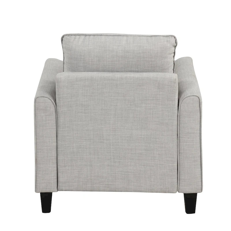 Chaise avec pieds effilés en bois massif, fauteuil simple en tissu rembourré