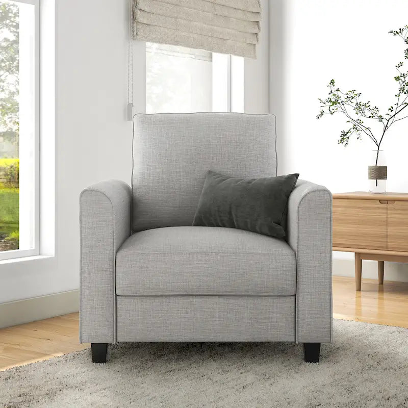 Chaise avec pieds effilés en bois massif, fauteuil simple en tissu rembourré