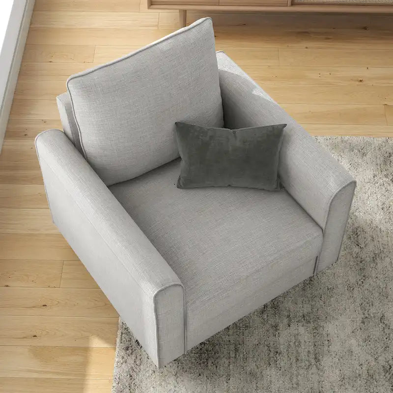 Chaise avec pieds effilés en bois massif, fauteuil simple en tissu rembourré