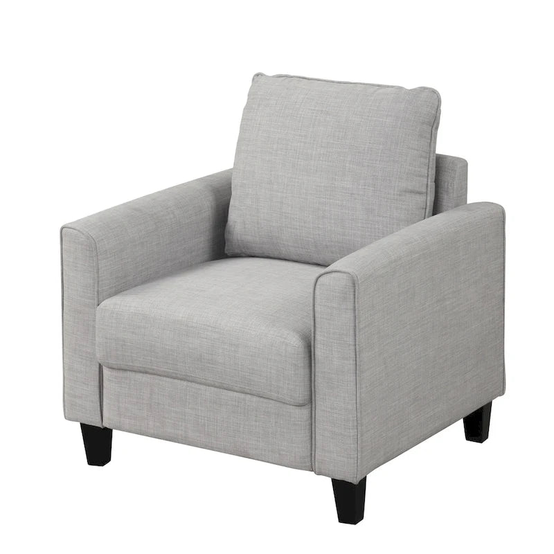 Chaise avec pieds effilés en bois massif, fauteuil simple en tissu rembourré