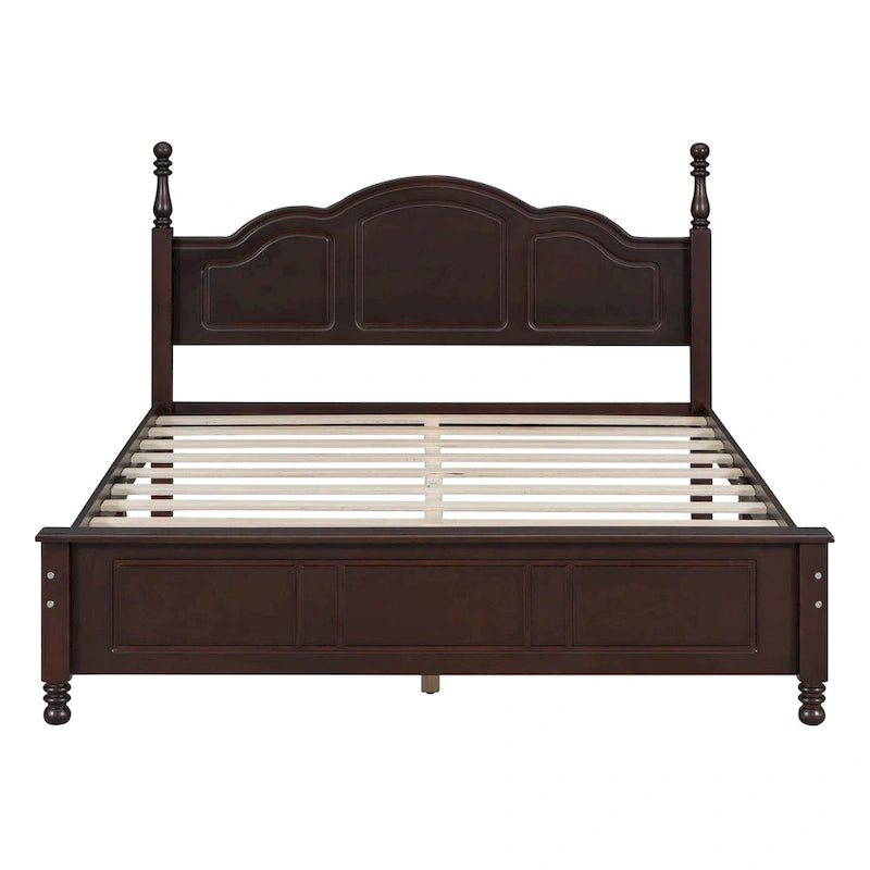Lit plateforme en bois style rétro, taille Queen