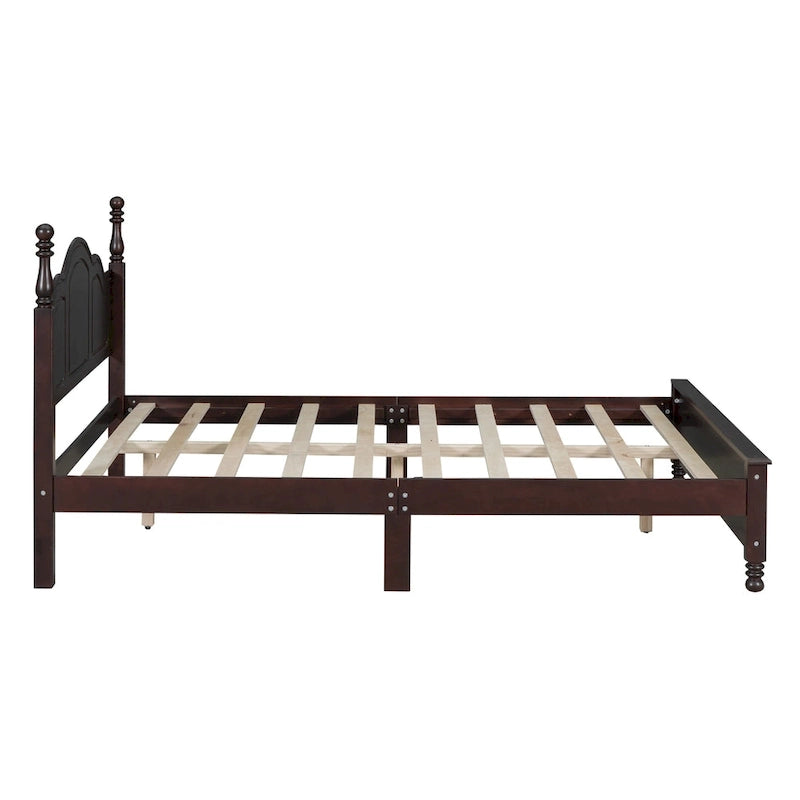 Lit plateforme en bois style rétro, taille Queen