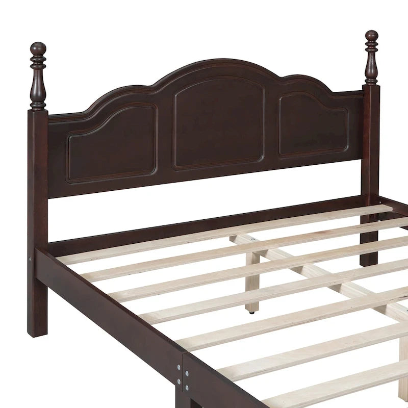 Lit plateforme en bois style rétro, taille Queen