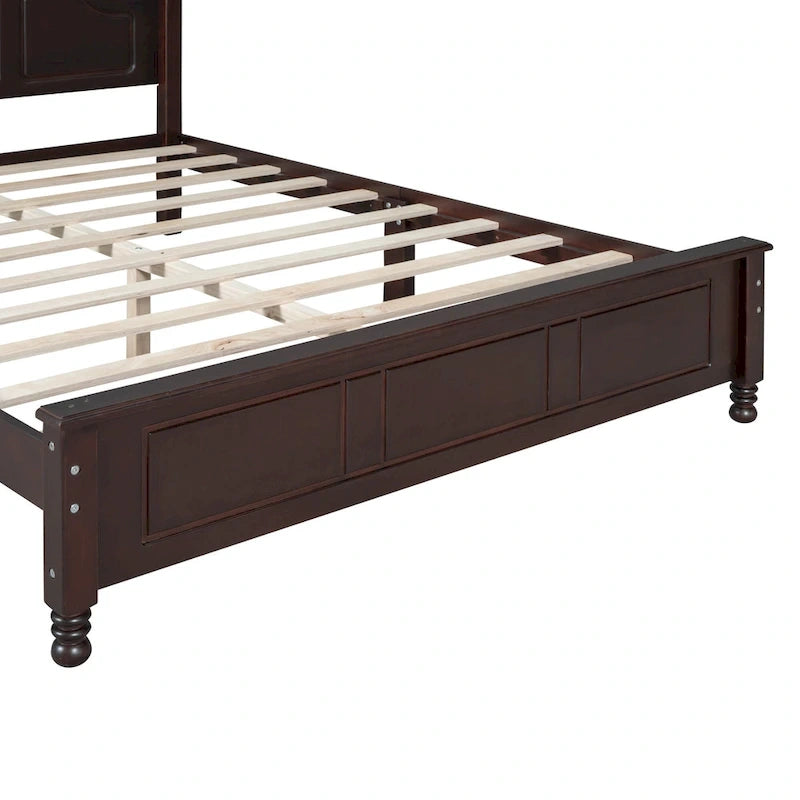 Lit plateforme en bois style rétro, taille Queen