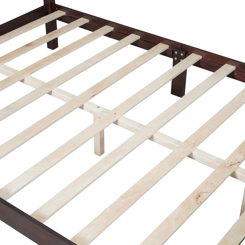 Lit plateforme en bois style rétro, taille Queen