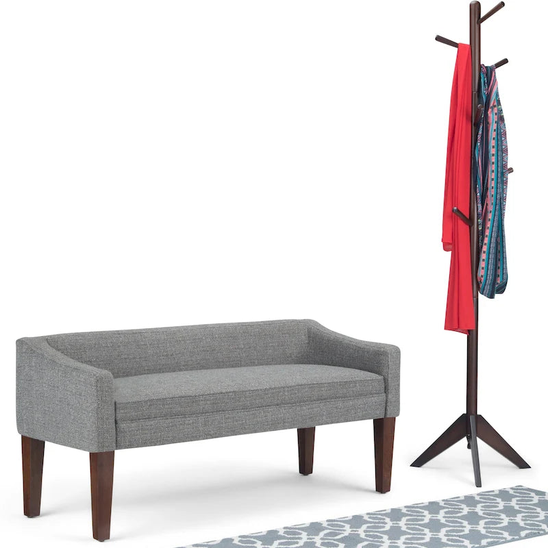 Banc rembourré contemporain avec dossier bas et accoudoirs incurvés – Siège d'appoint en mousse haute densité
