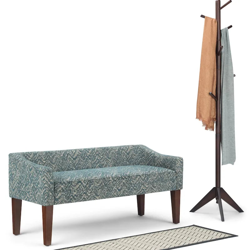 Banc rembourré contemporain avec dossier bas et accoudoirs incurvés – Siège d'appoint en mousse haute densité