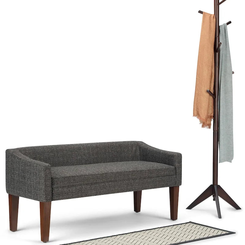 Banc rembourré contemporain avec dossier bas et accoudoirs incurvés – Siège d'appoint en mousse haute densité