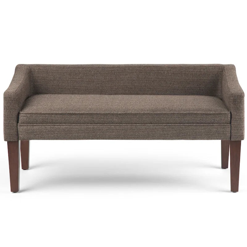 Banc rembourré contemporain avec dossier bas et accoudoirs incurvés – Siège d'appoint en mousse haute densité