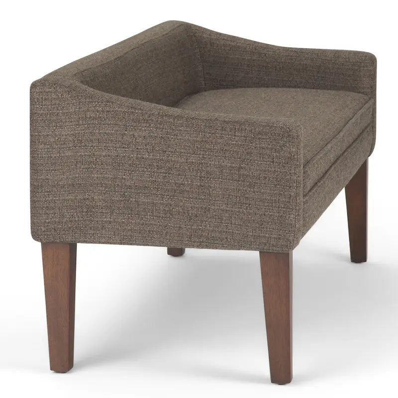 Banc rembourré contemporain avec dossier bas et accoudoirs incurvés – Siège d'appoint en mousse haute densité
