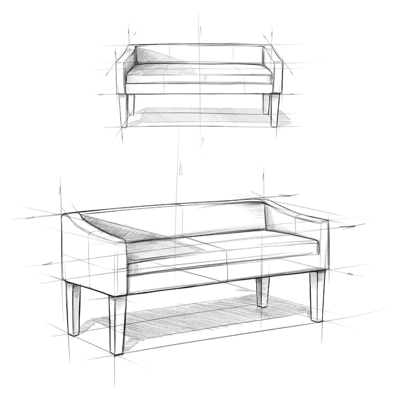 Banc rembourré contemporain avec dossier bas et accoudoirs incurvés – Siège d'appoint en mousse haute densité