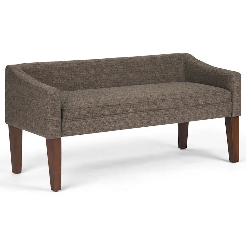 Banc rembourré contemporain avec dossier bas et accoudoirs incurvés – Siège d'appoint en mousse haute densité