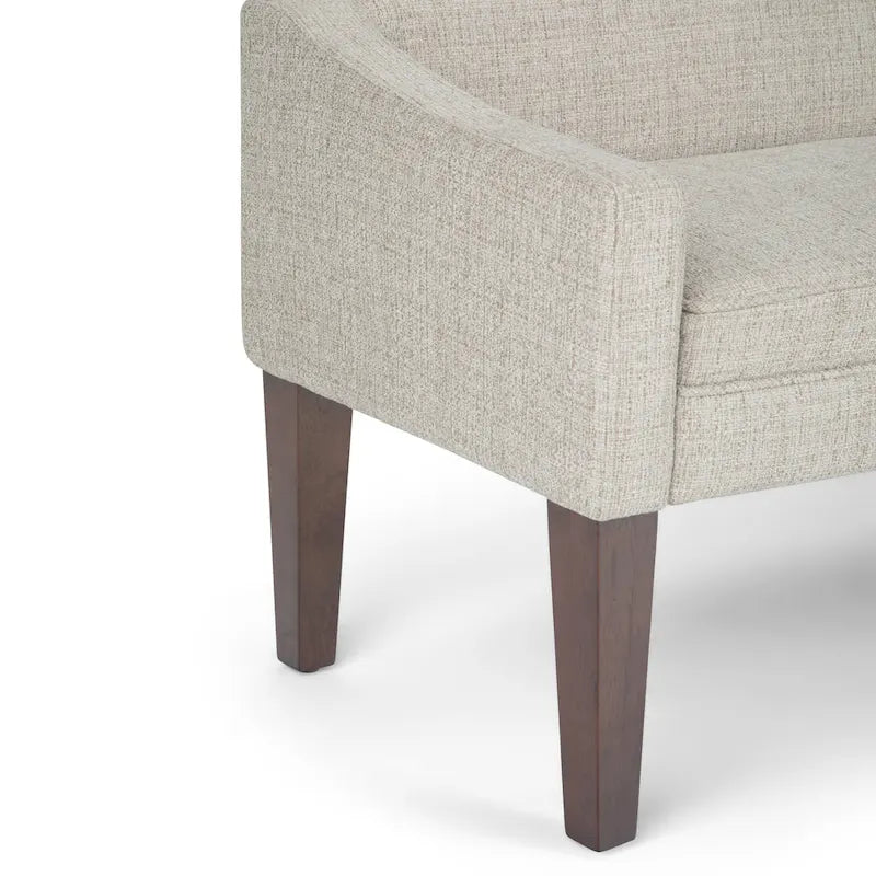 Banc rembourré contemporain avec dossier bas et accoudoirs incurvés – Siège d'appoint en mousse haute densité