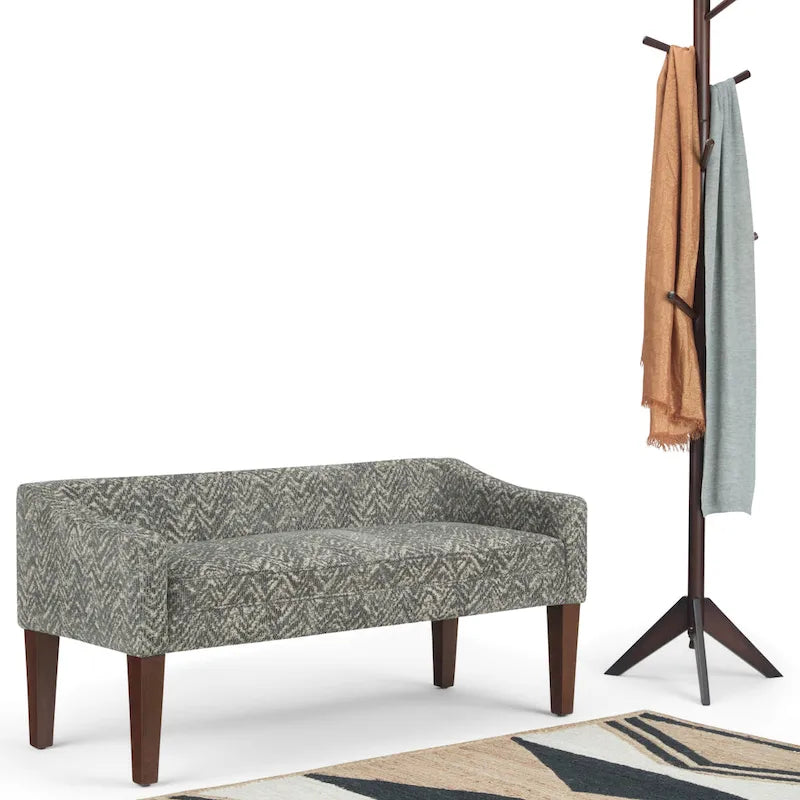 Banc rembourré contemporain avec dossier bas et accoudoirs incurvés – Siège d'appoint en mousse haute densité